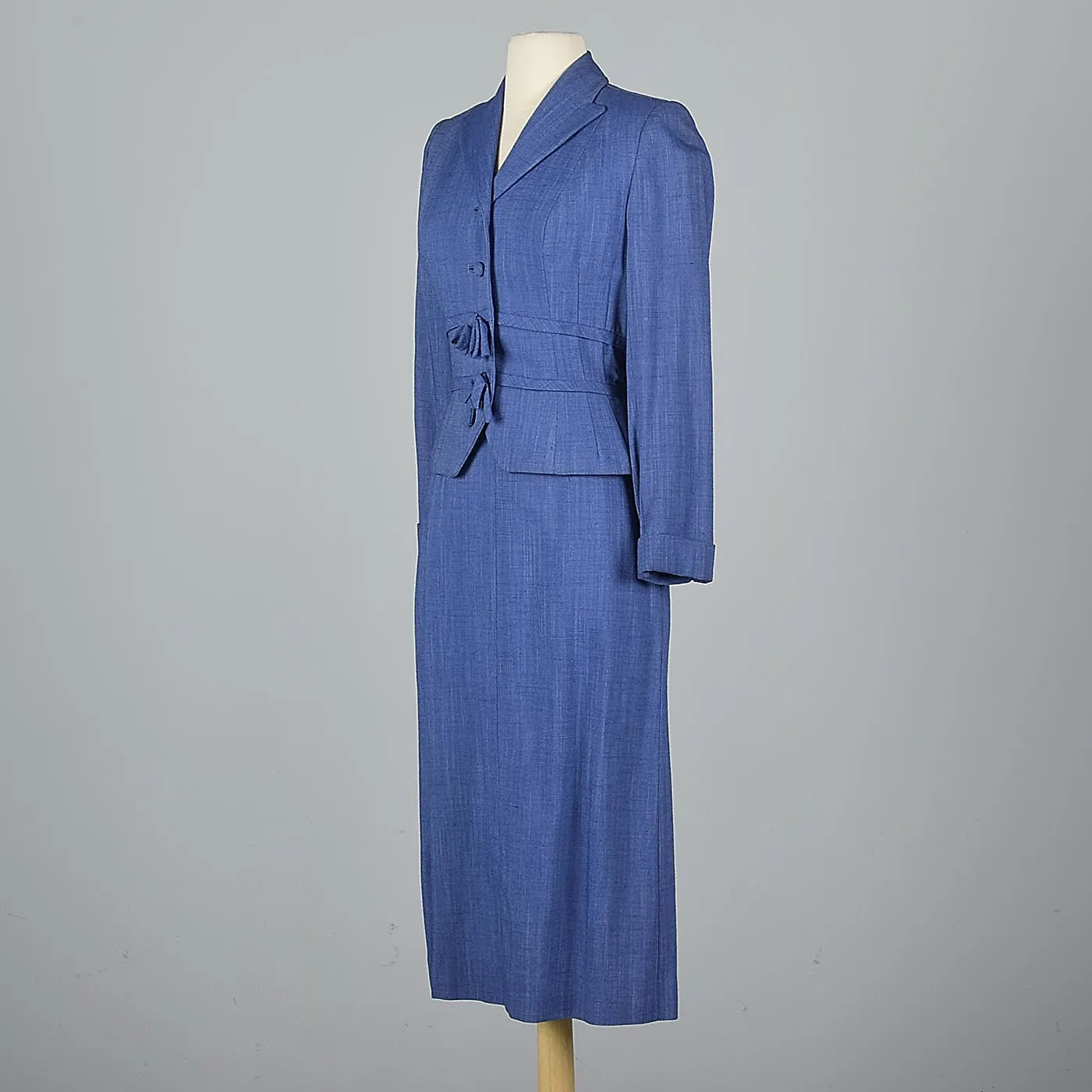 1950s Hourglass Blue Skirt Suit