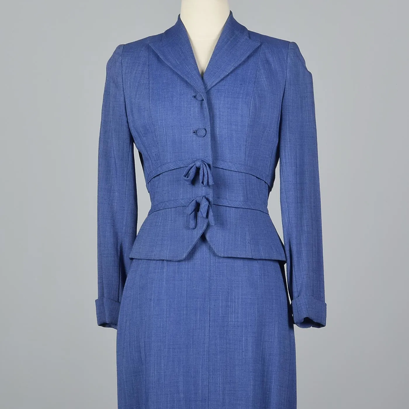 1950s Hourglass Blue Skirt Suit