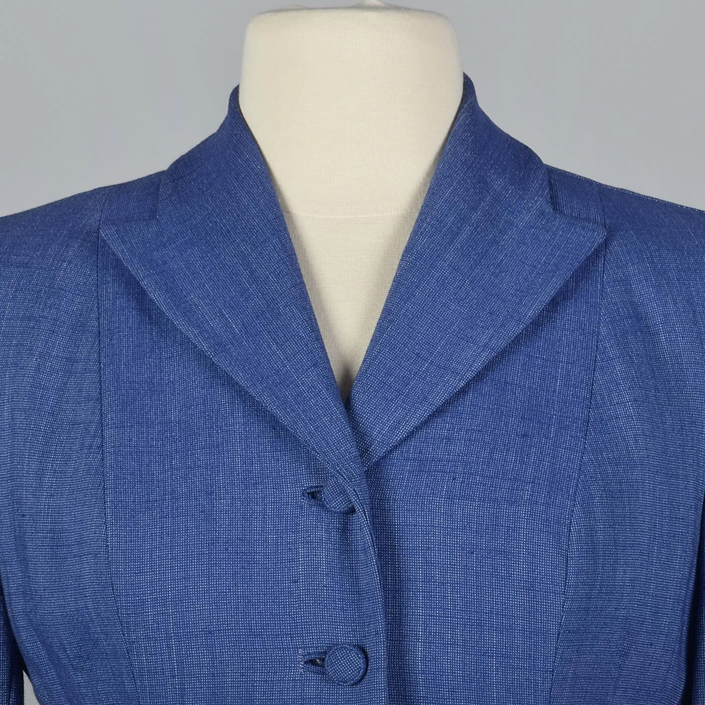 1950s Hourglass Blue Skirt Suit