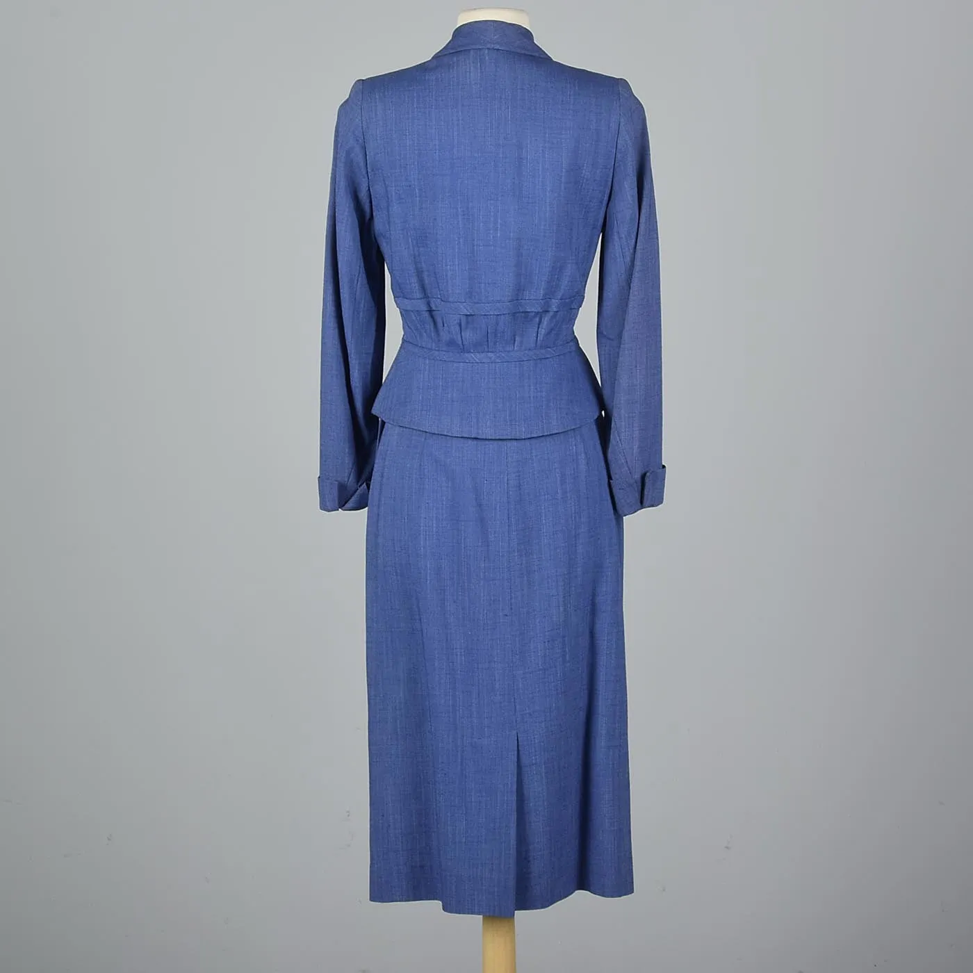 1950s Hourglass Blue Skirt Suit