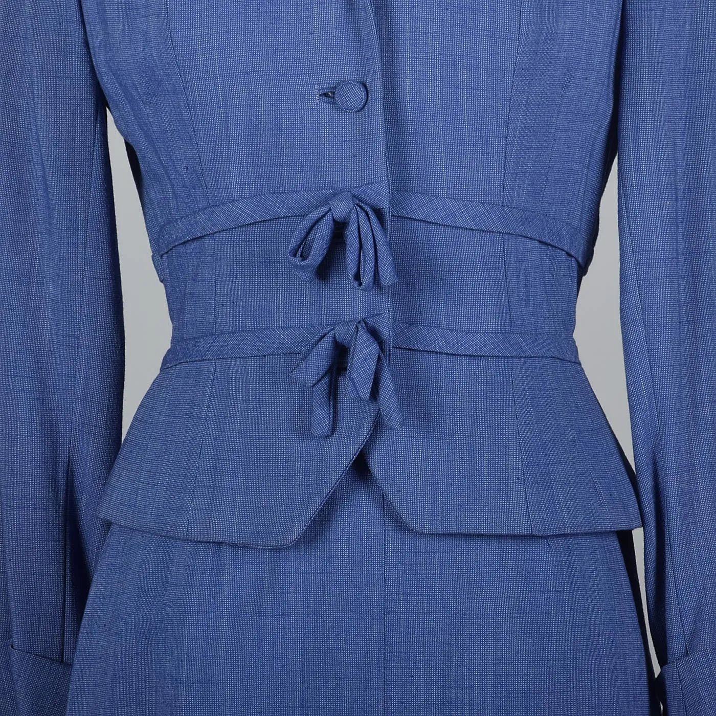 1950s Hourglass Blue Skirt Suit