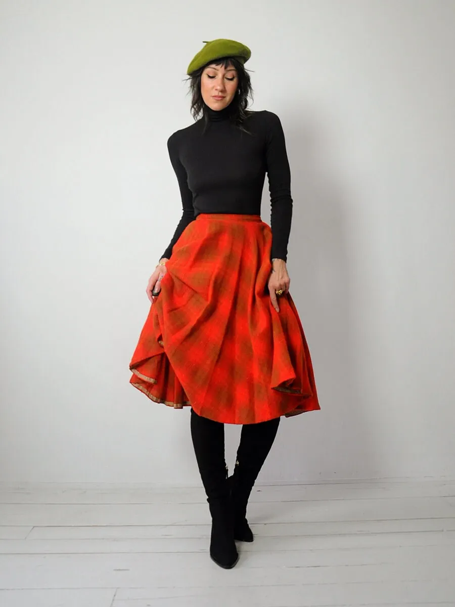 1950's Tartan Plaid Wool Circle Skirt