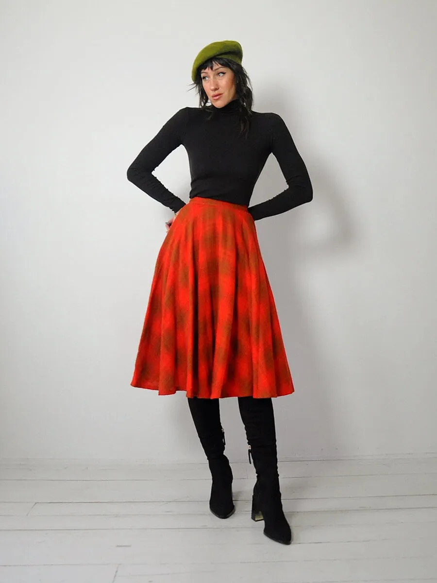 1950's Tartan Plaid Wool Circle Skirt