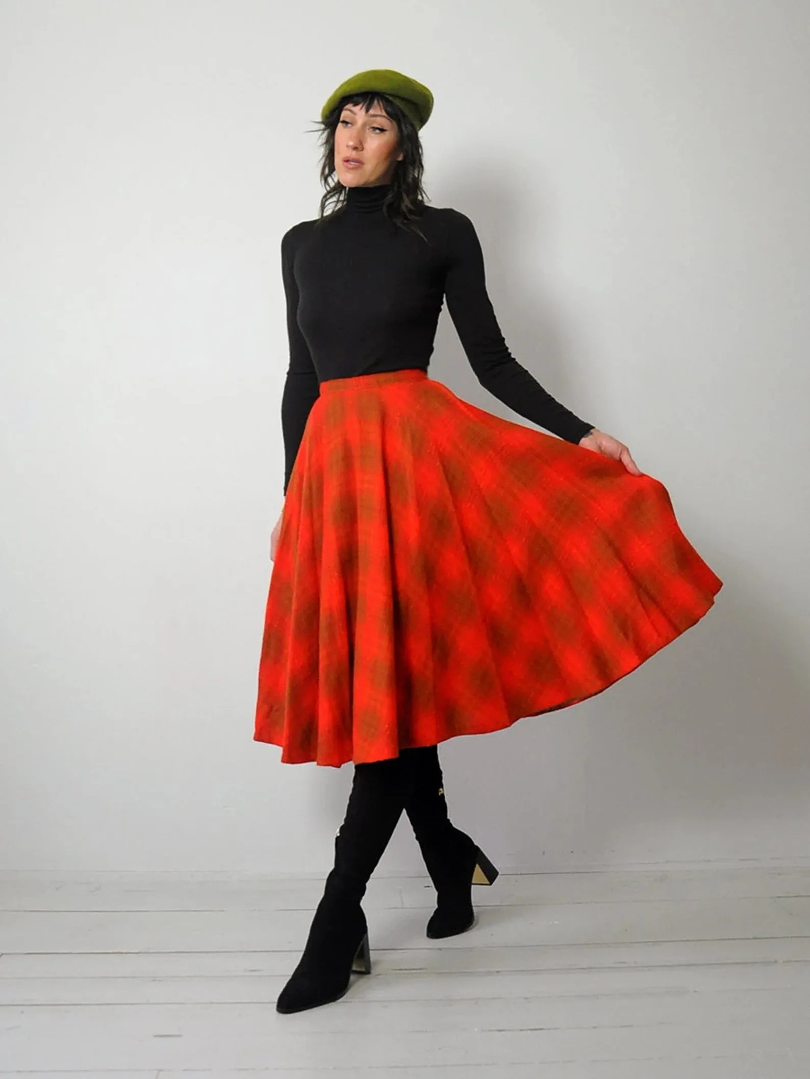 1950's Tartan Plaid Wool Circle Skirt