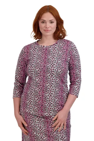 3/4 Sleeve Modest Swim Tee-Pink Cheetah(final-sale)