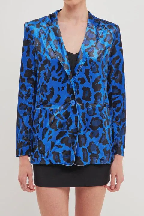 Animal Print Velvet Blazer