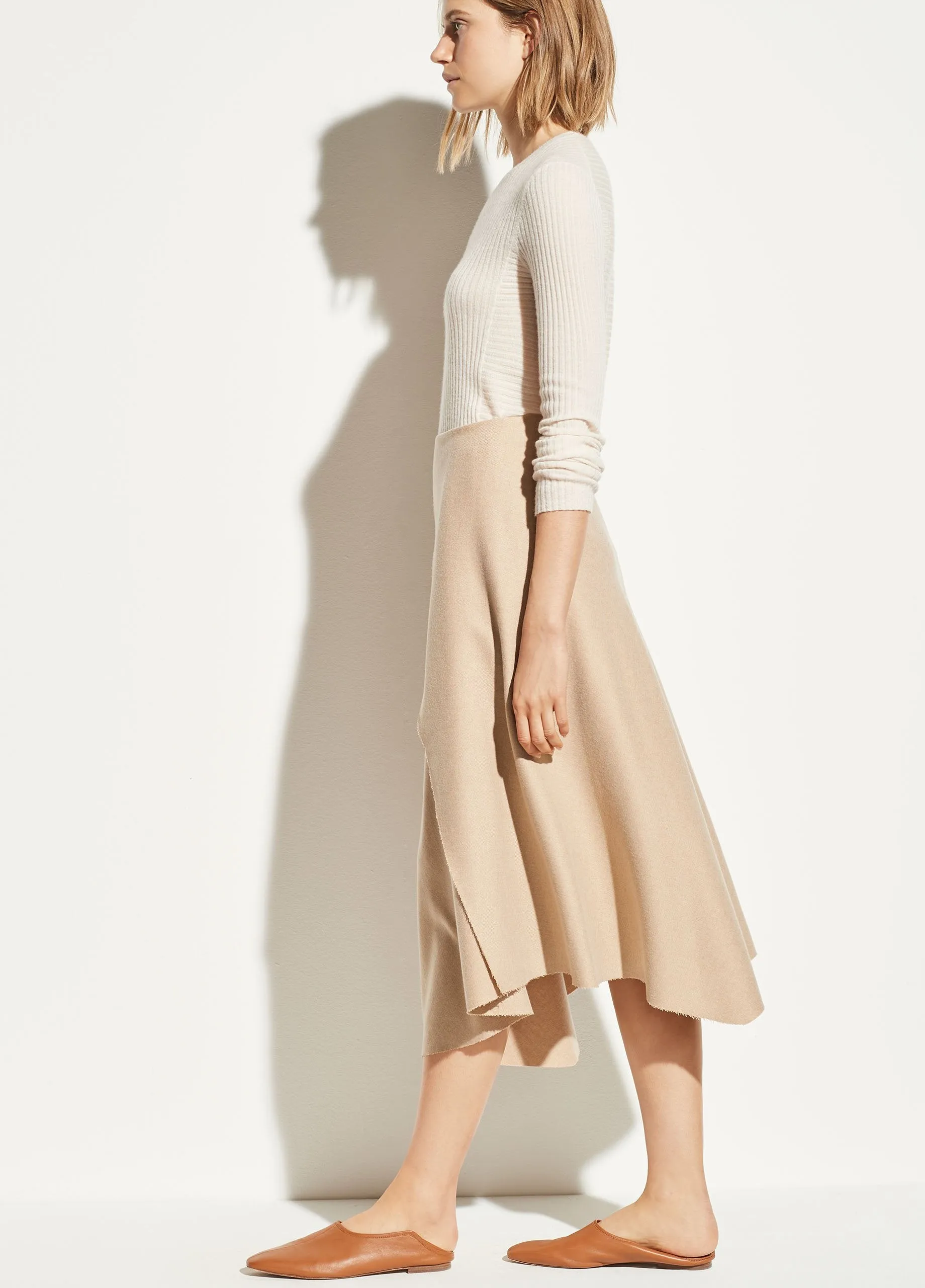 Asymmetric Drape Flannel Skirt in Desert Clay