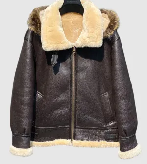 B3 Aviator Men's Shearling Leather Bomber Jacket