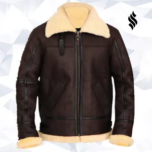 B3 Bomber Aviator Shearling Leather Jacket