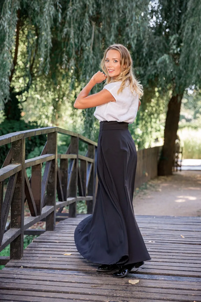 Beige High Waisted Maxi Skirt