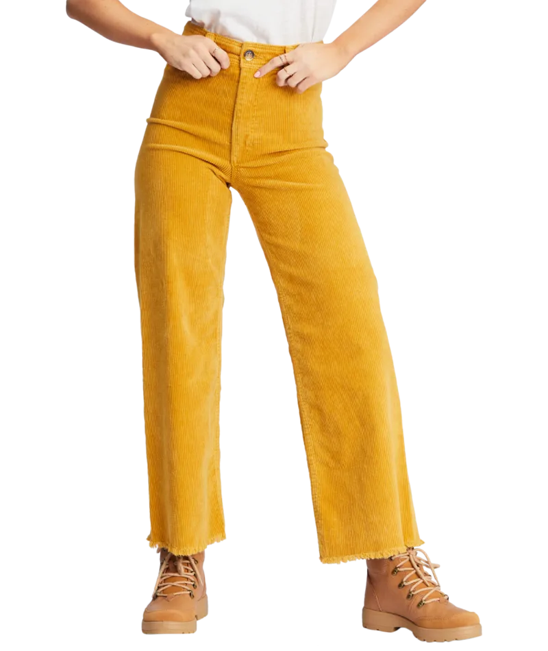 Billabong Womens Free Fall Wide-Leg Corduroy Pants