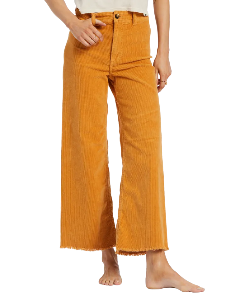 Billabong Womens Free Fall Wide-Leg Corduroy Pants