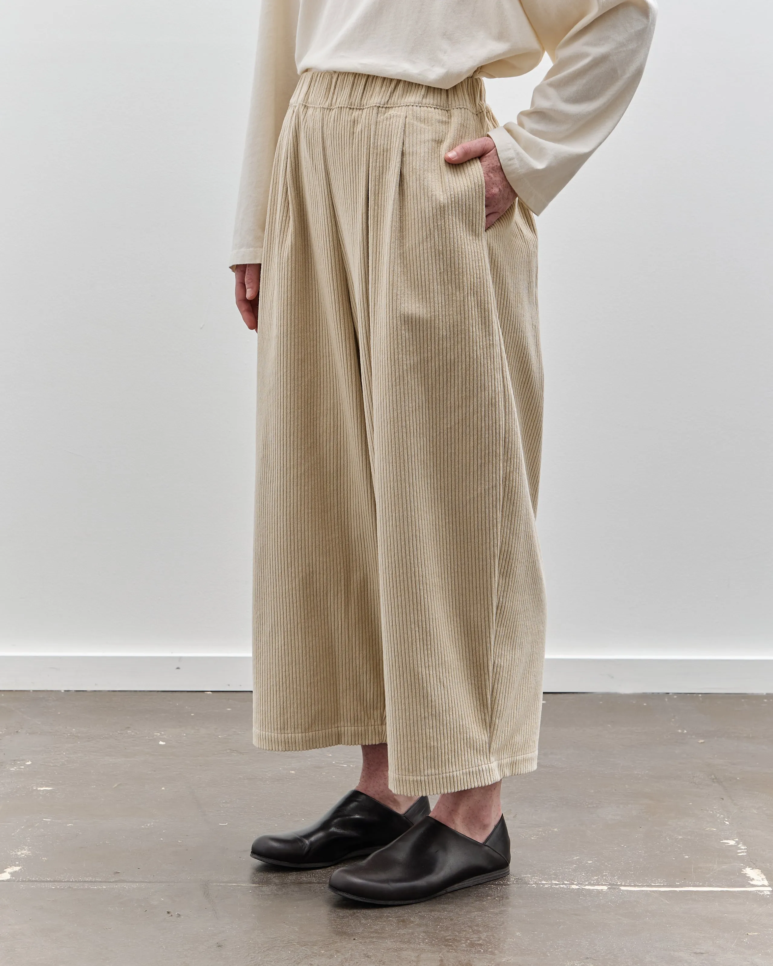 Black Crane Corduroy Wide Pants, Ivory