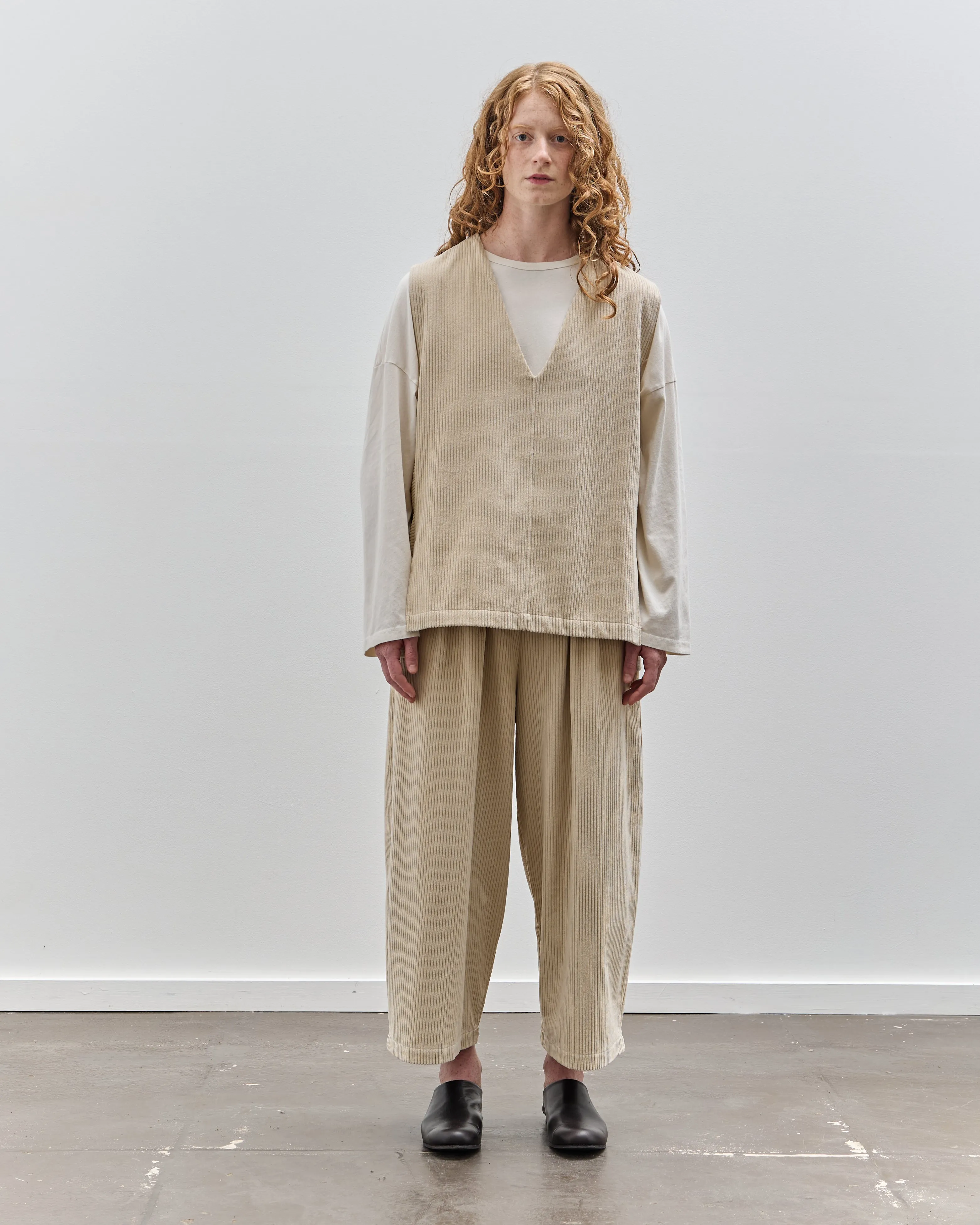 Black Crane Corduroy Wide Pants, Ivory