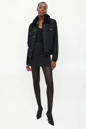 Black Denim Shearling Jacket