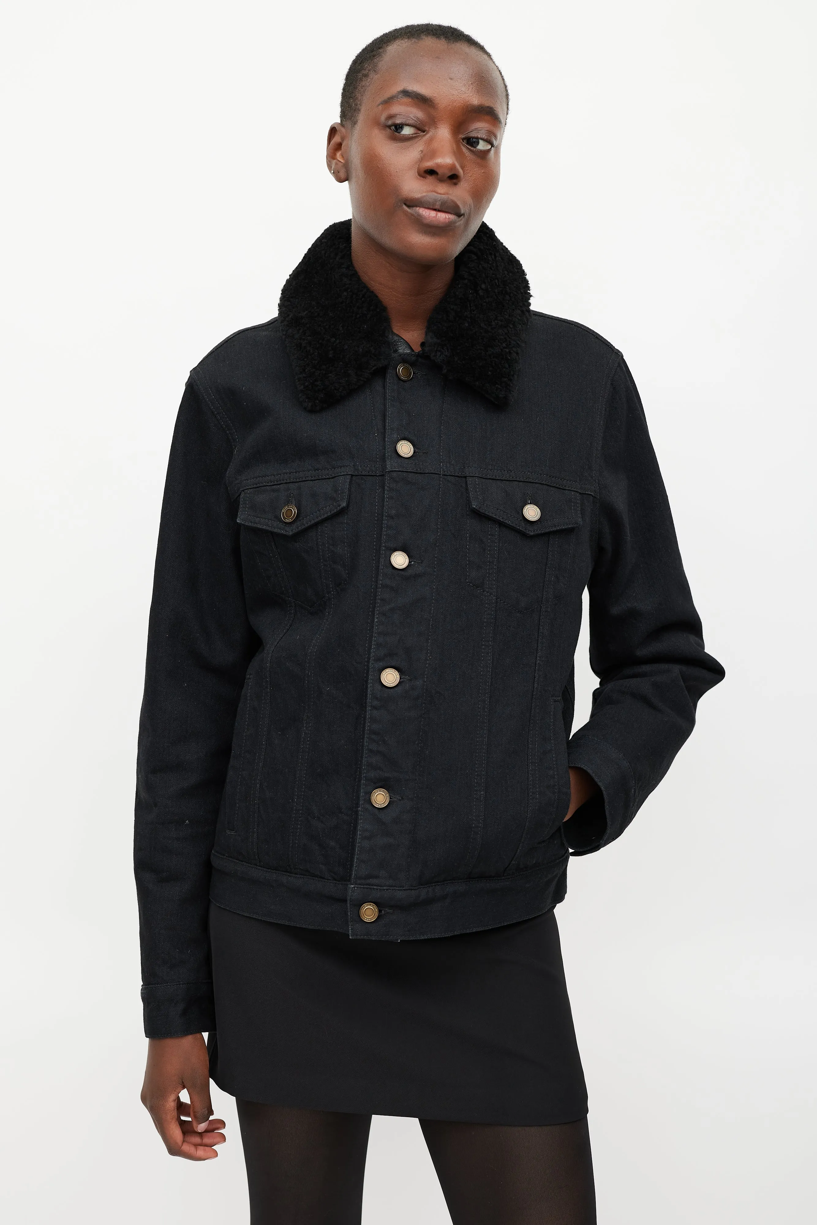 Black Denim Shearling Jacket