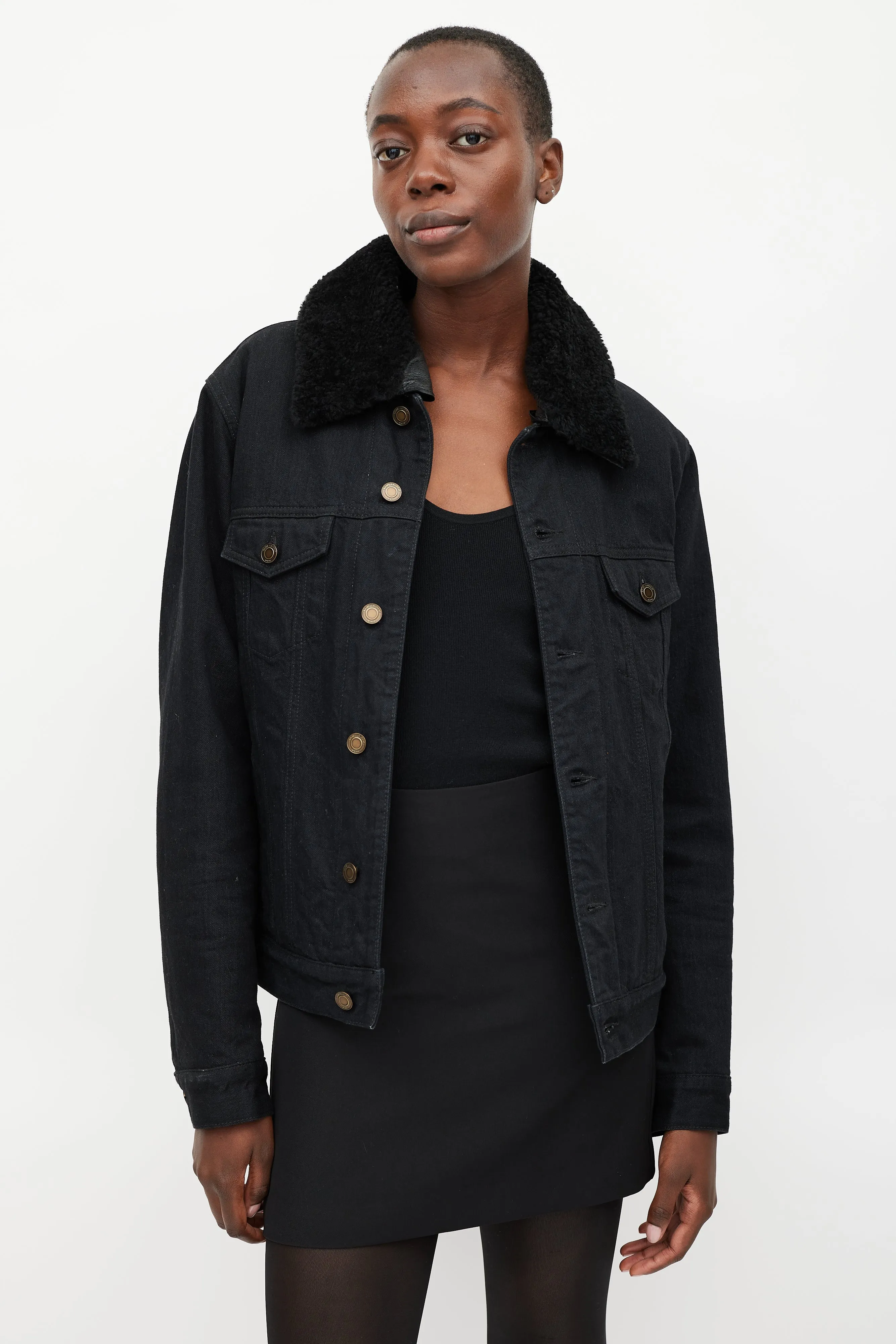 Black Denim Shearling Jacket