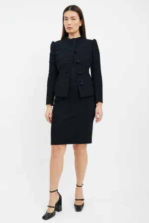 Black Wool Blazer & Skirt Suit