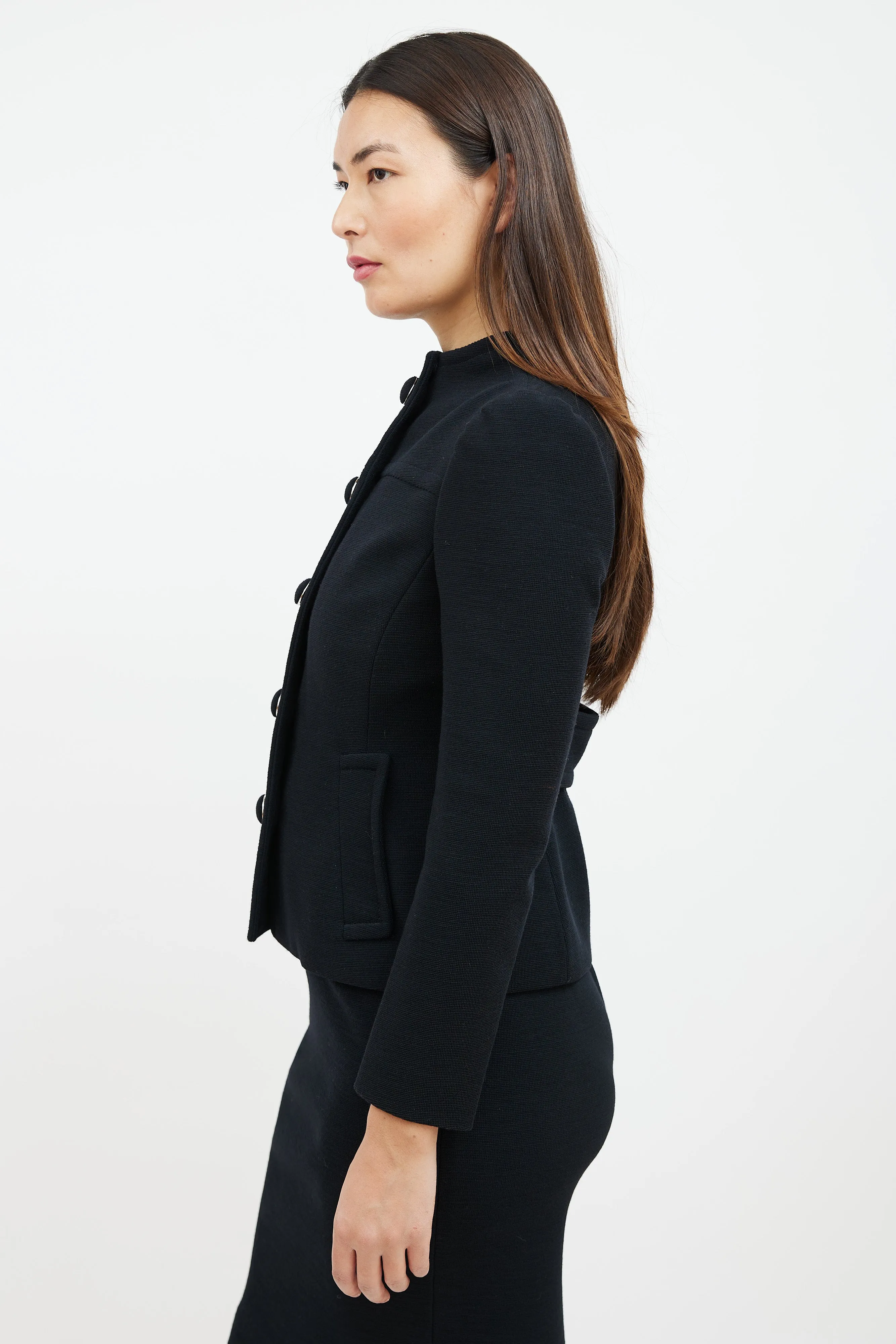 Black Wool Blazer & Skirt Suit