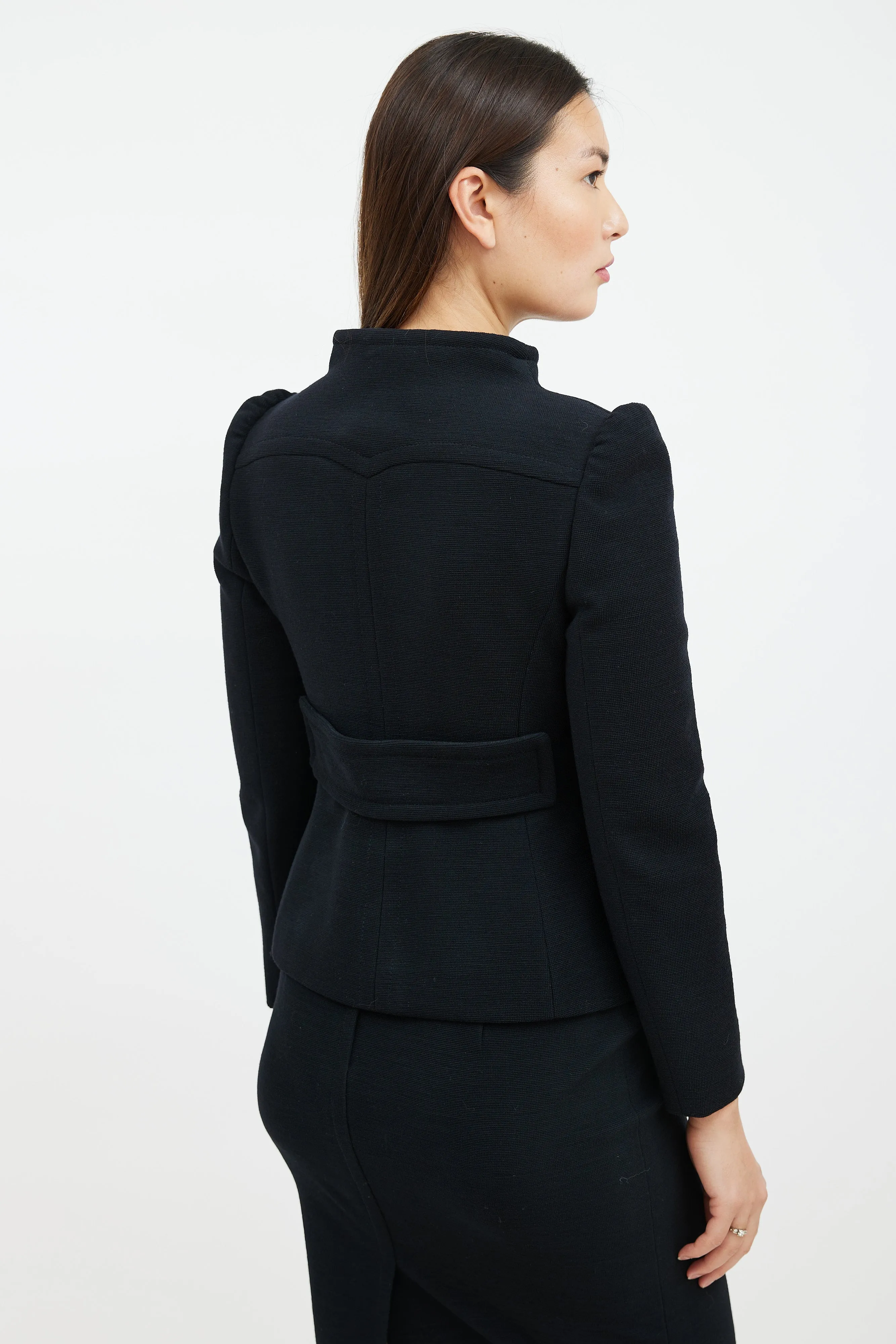 Black Wool Blazer & Skirt Suit