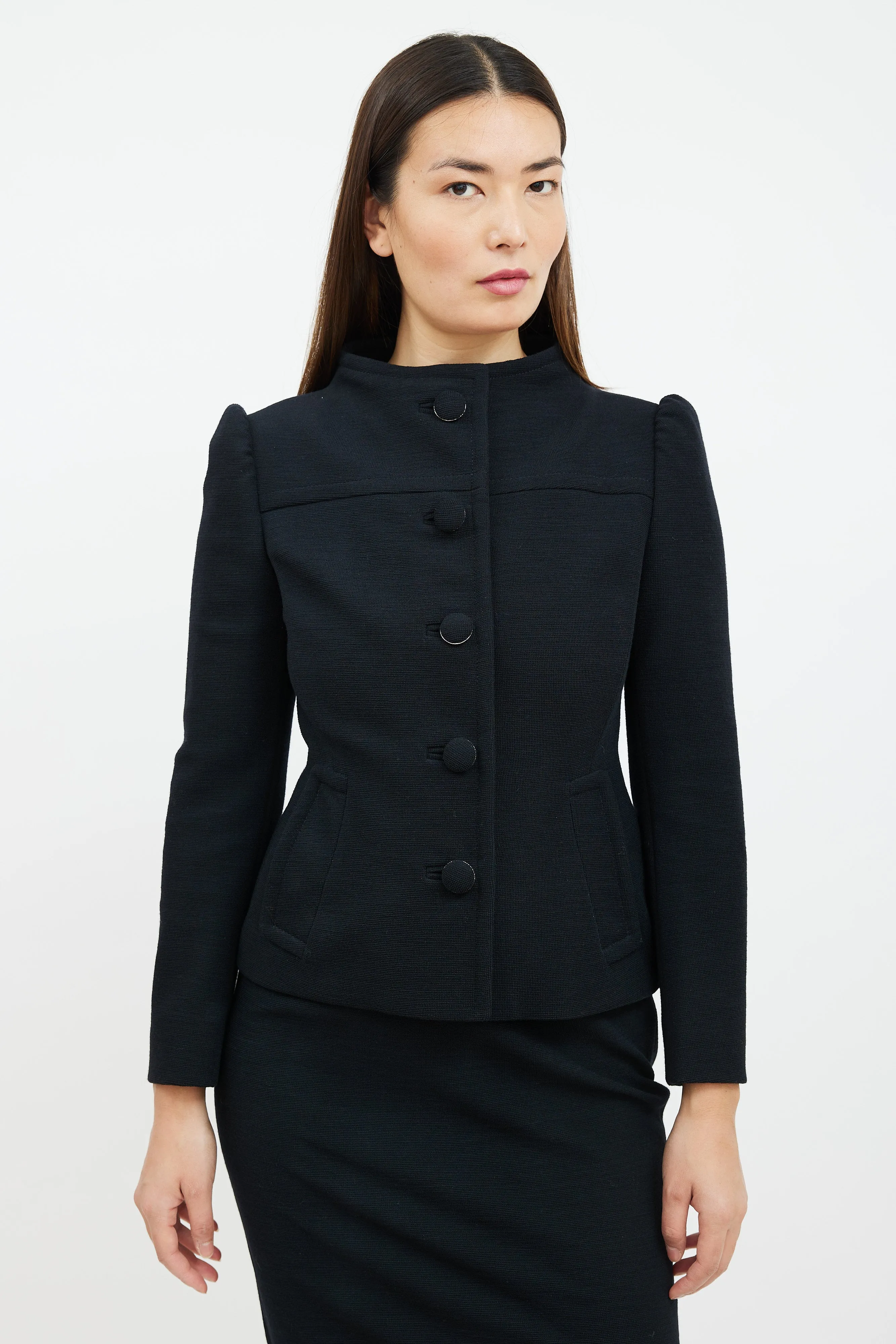 Black Wool Blazer & Skirt Suit