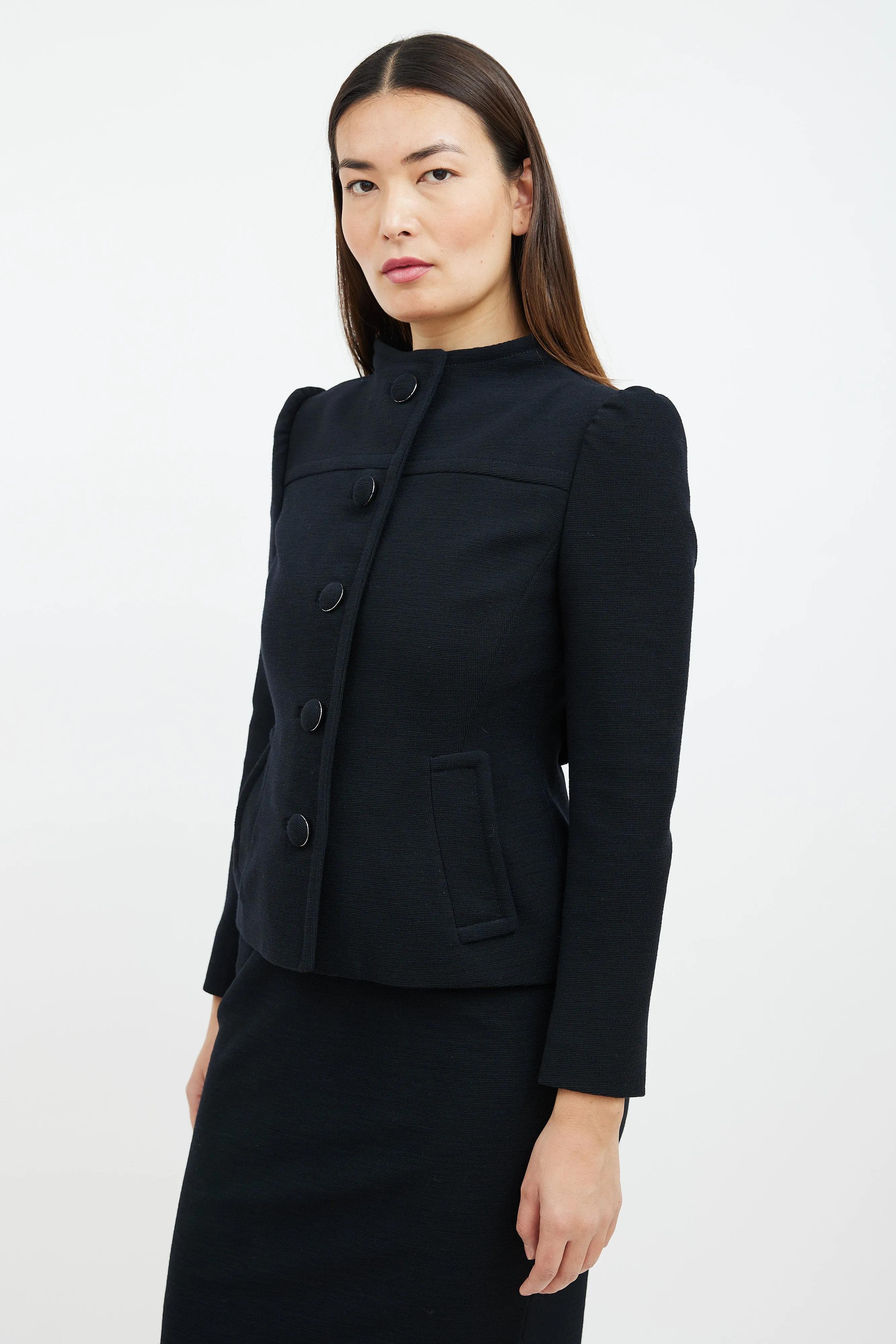 Black Wool Blazer & Skirt Suit