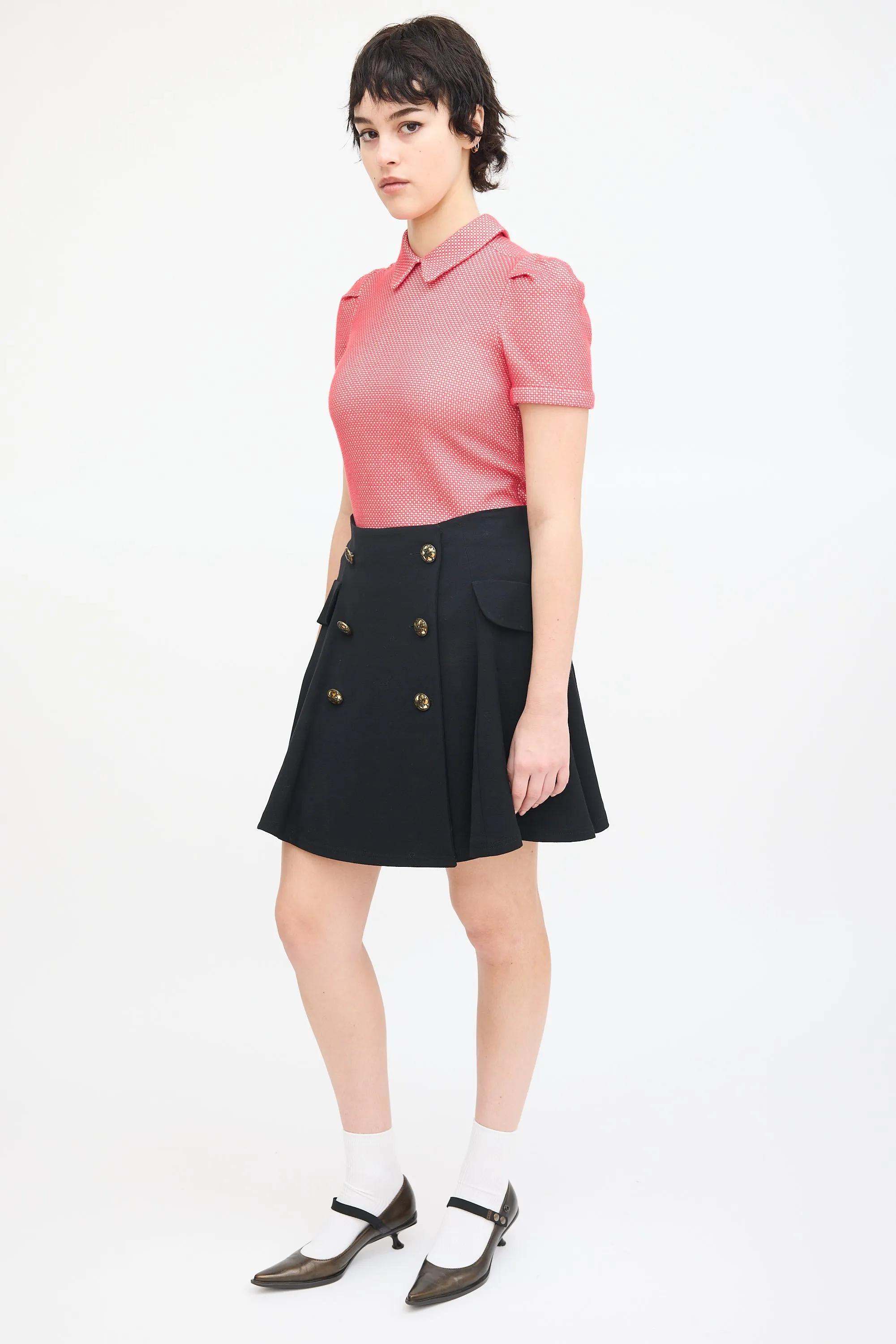 Black Wool Buttoned Circle Skirt