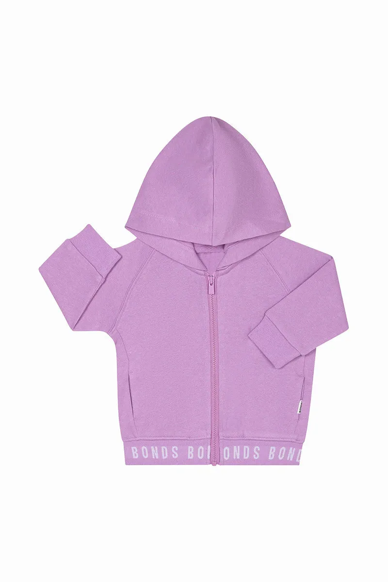 Bonds Baby Logo Fleece Hoodie - Purple Peonie