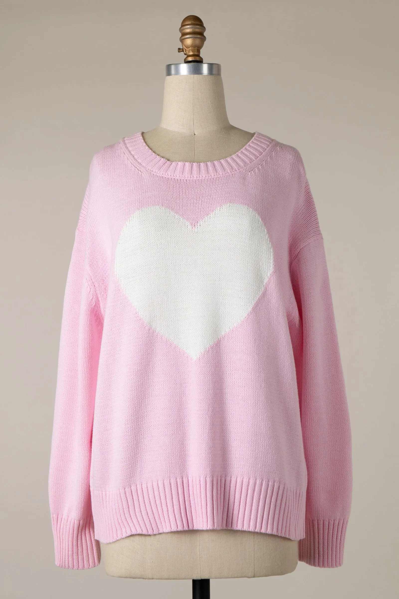 CABLE KNITTED HEART SHAPE VALENTINE SWEATER