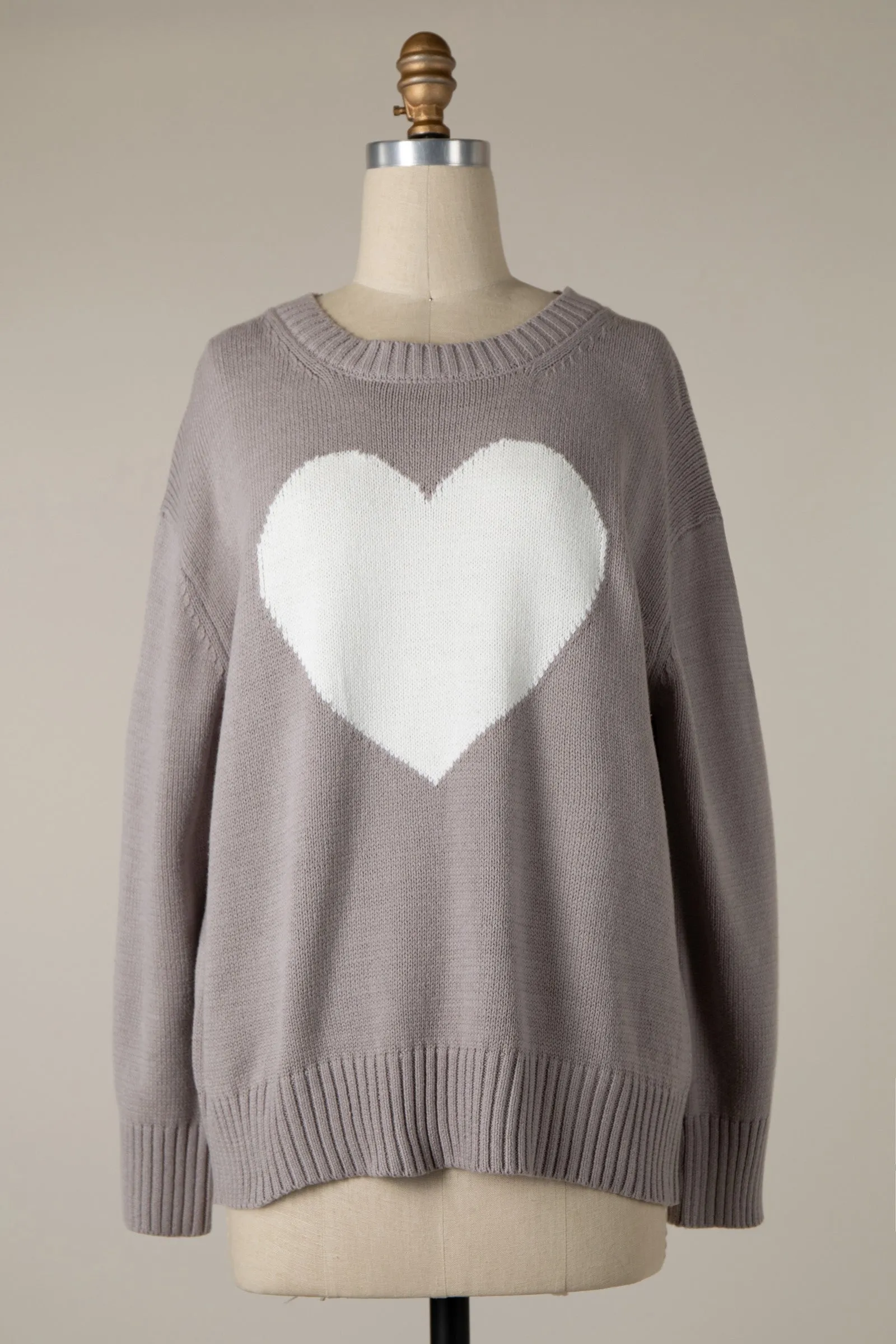 CABLE KNITTED HEART SHAPE VALENTINE SWEATER