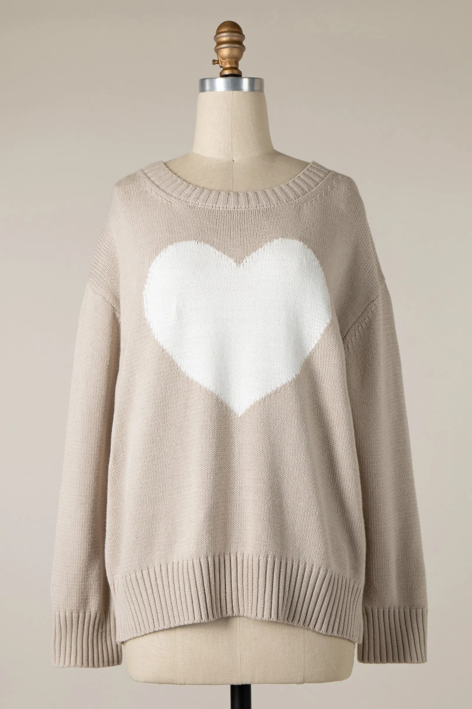 CABLE KNITTED HEART SHAPE VALENTINE SWEATER