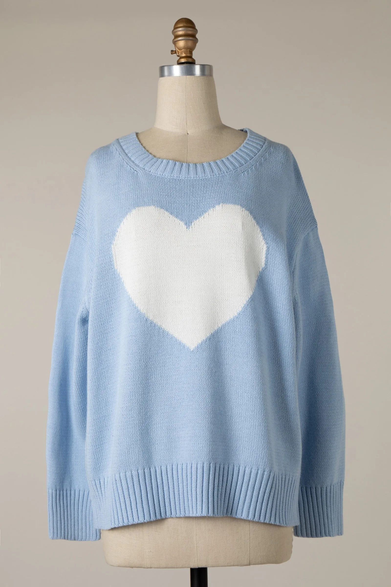 CABLE KNITTED HEART SHAPE VALENTINE SWEATER