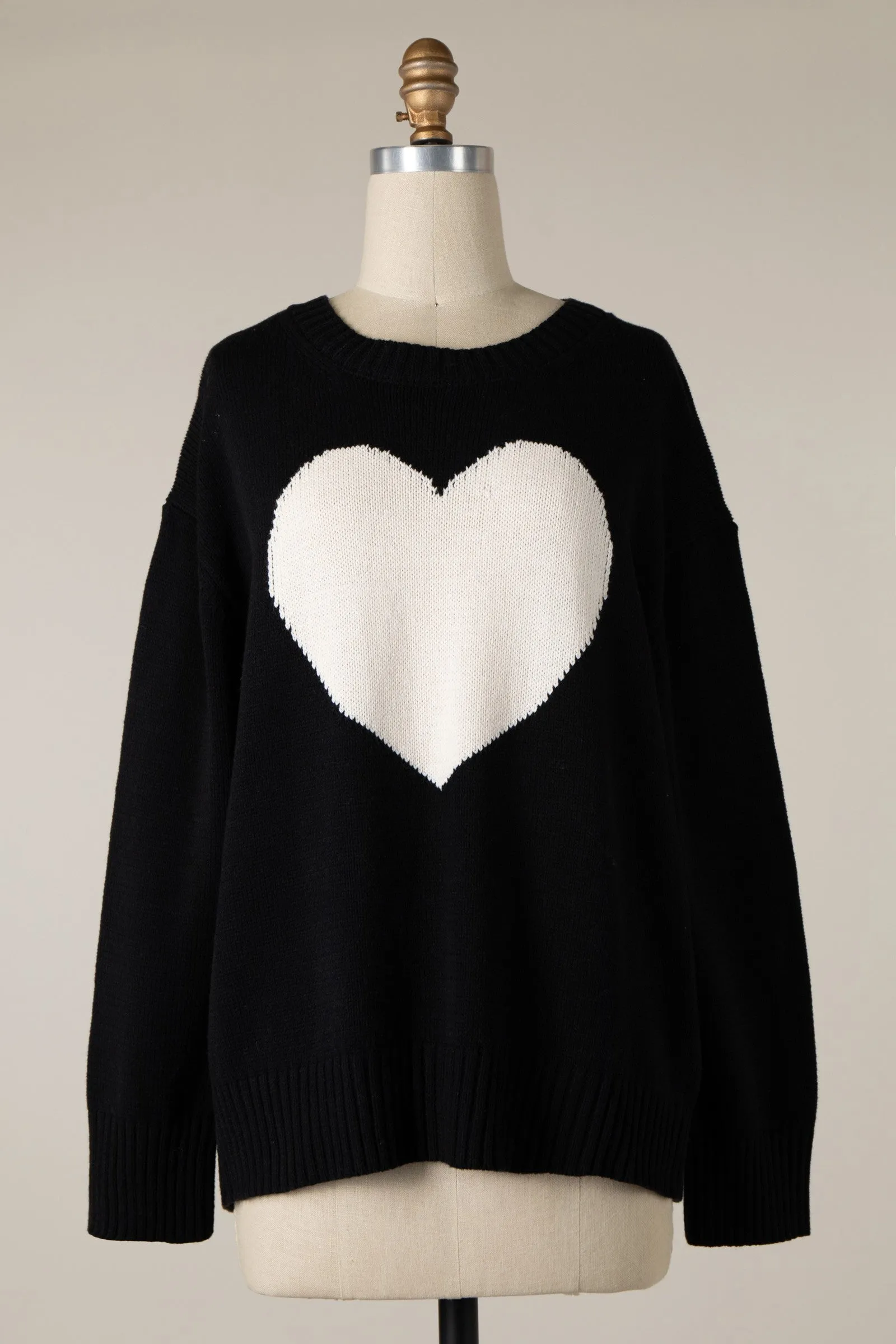 CABLE KNITTED HEART SHAPE VALENTINE SWEATER