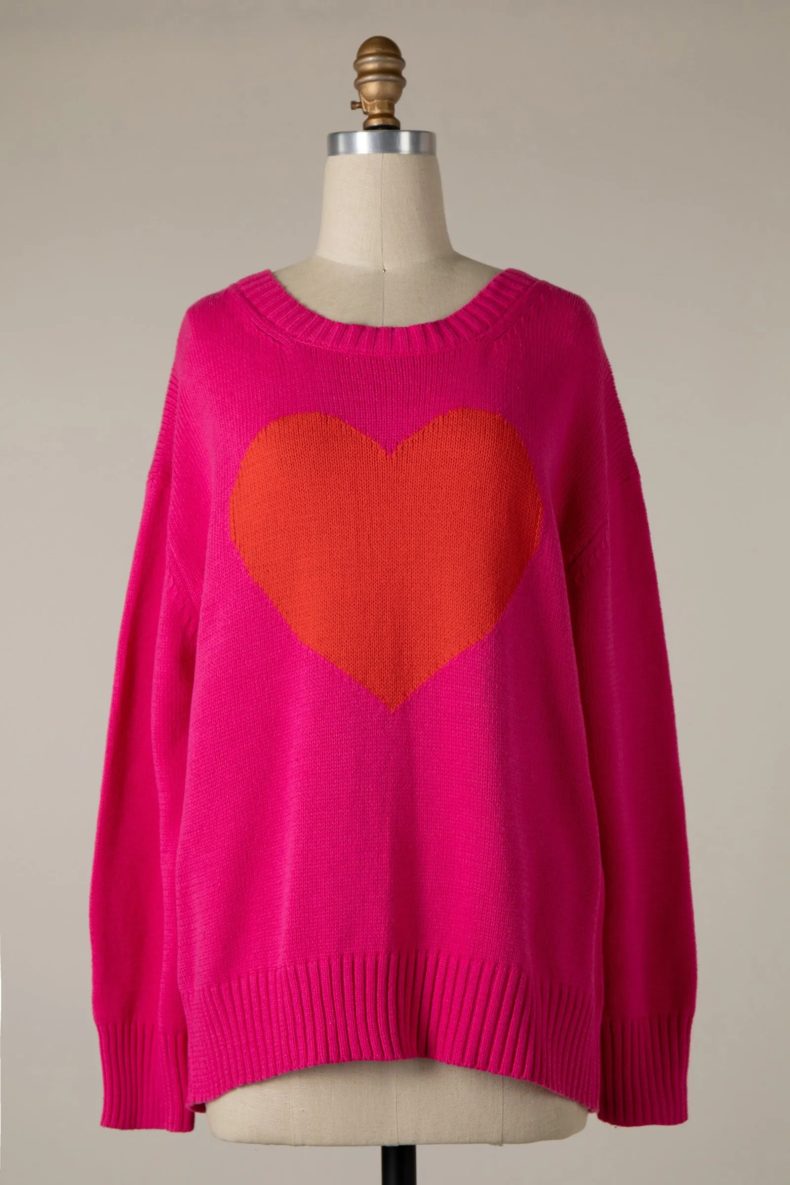 CABLE KNITTED HEART SHAPE VALENTINE SWEATER