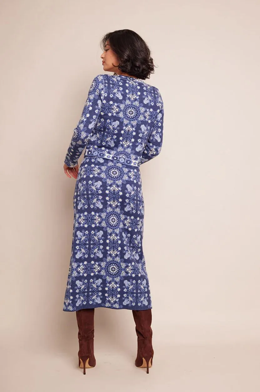 Cara Cara Clara Skirt in Blue Rita Tile