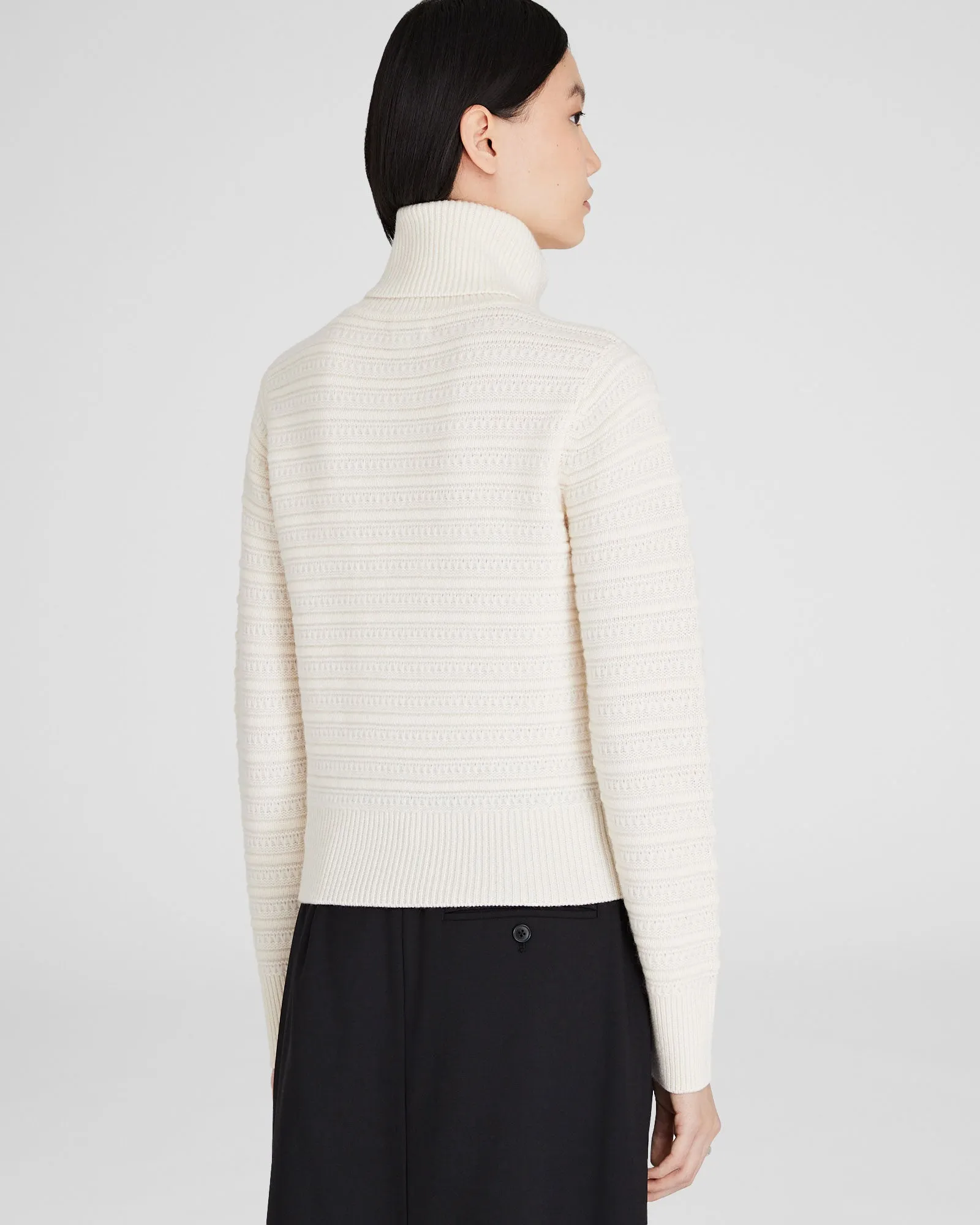 Cashmere Texture Stitch Turtleneck Sweater