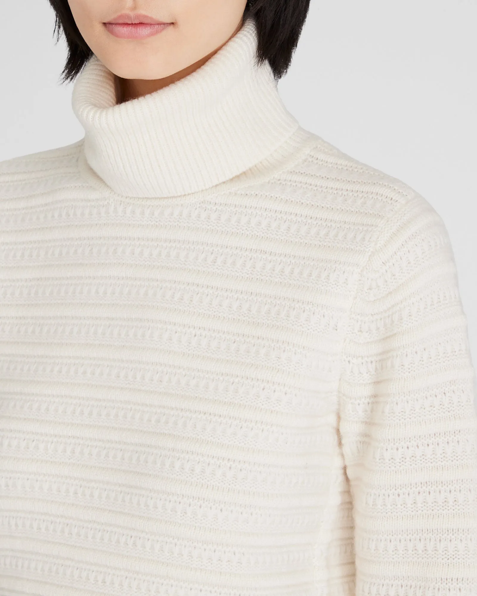 Cashmere Texture Stitch Turtleneck Sweater