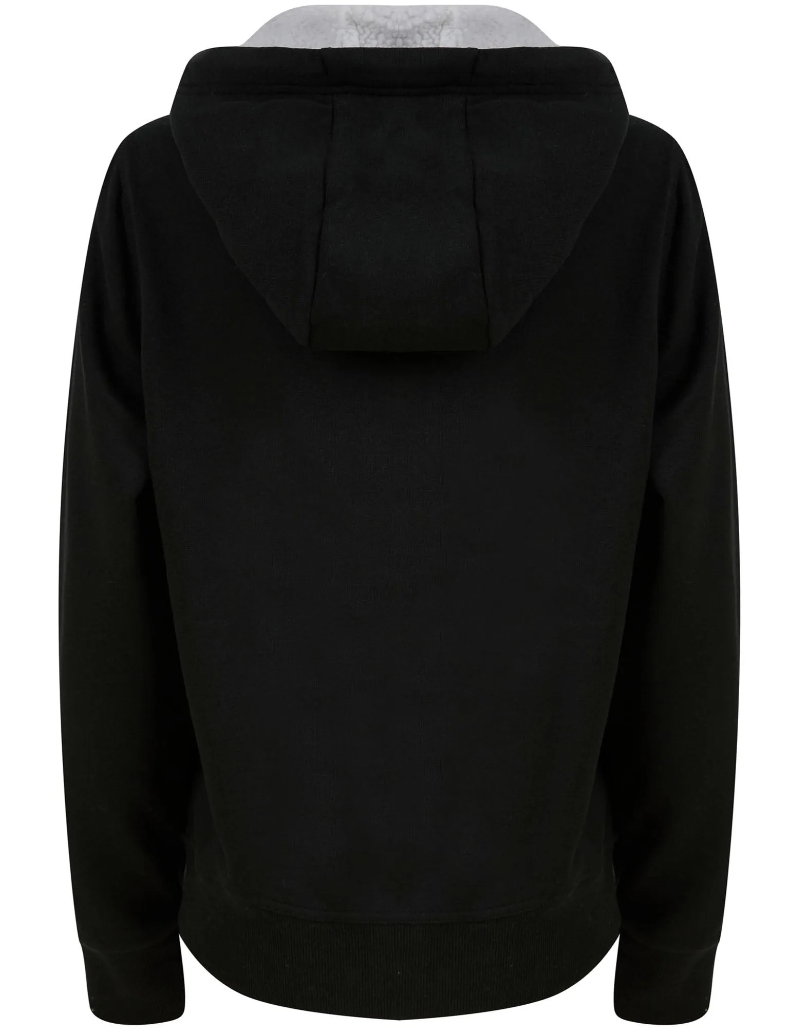 Cirrus Zip Through Fleece Hoodie with Borg Lined Hood in Jet Black - Tokyo Laundry