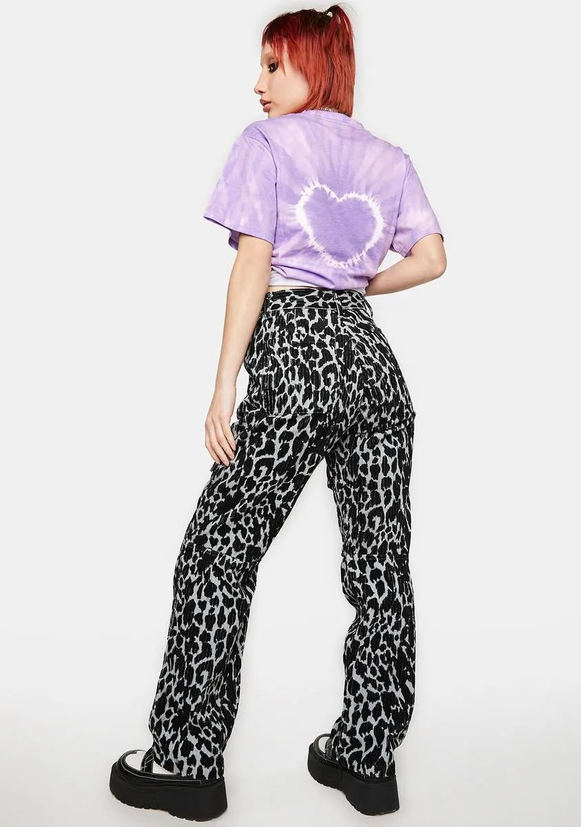 Corduroy Leopard Print Pants