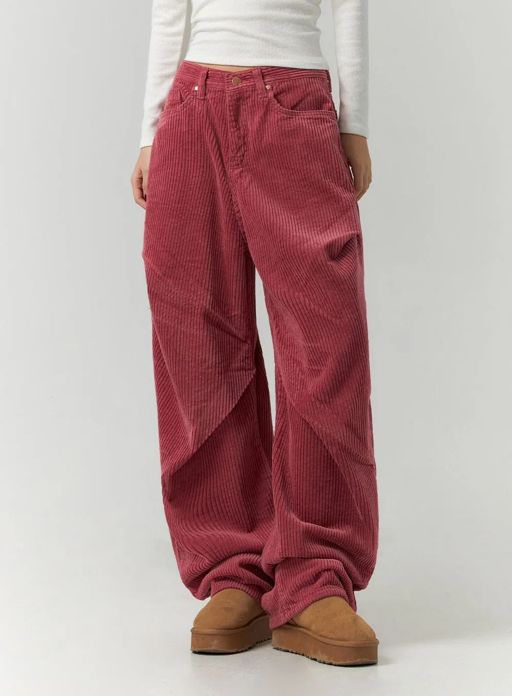 Corduroy Pintuck Wide-Leg Pants CD307