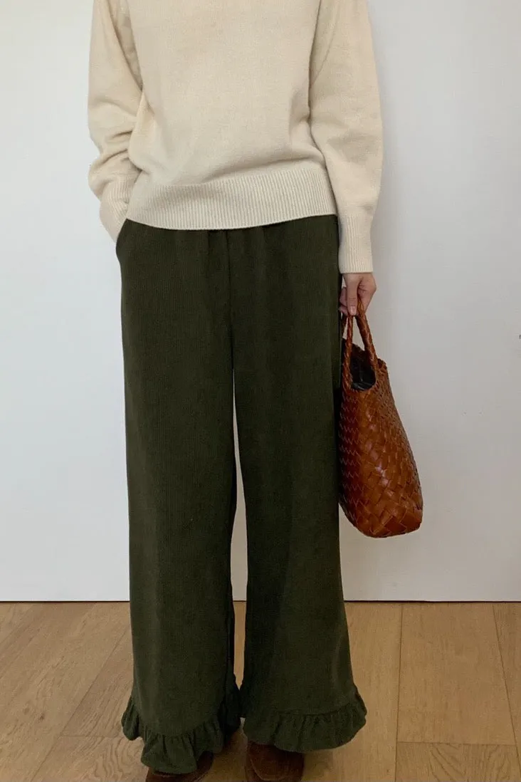 Corduroy Ruffle Pants