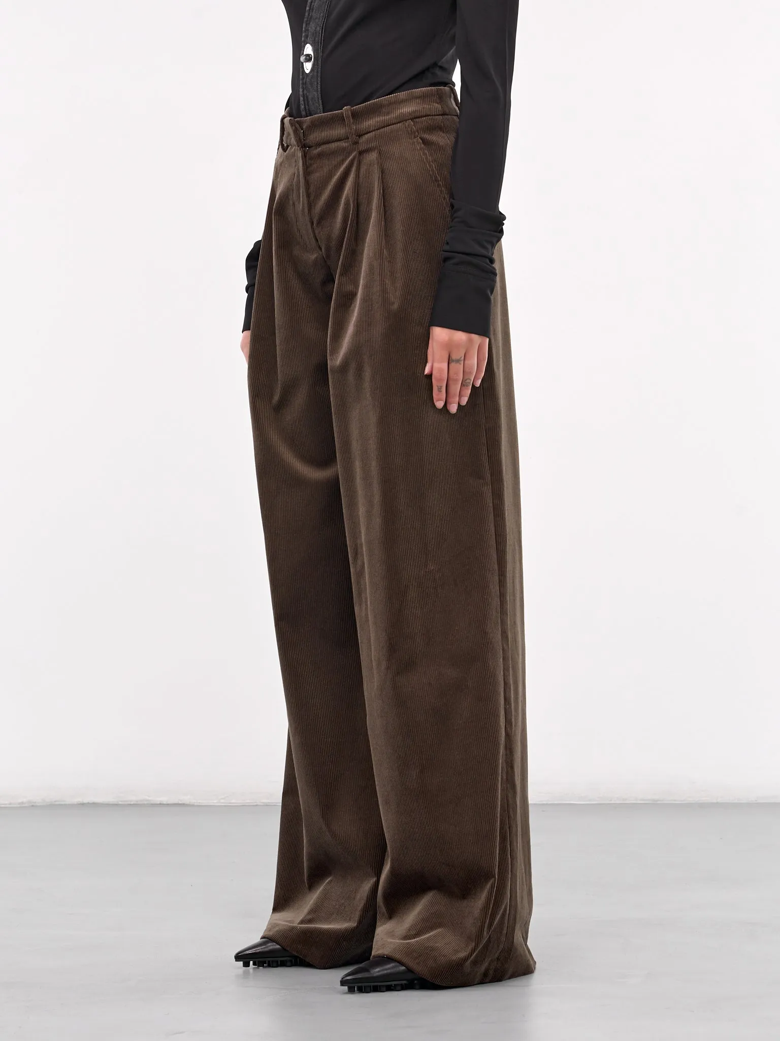 Corduroy Wide Leg Trousers (01-120924-BROWN)