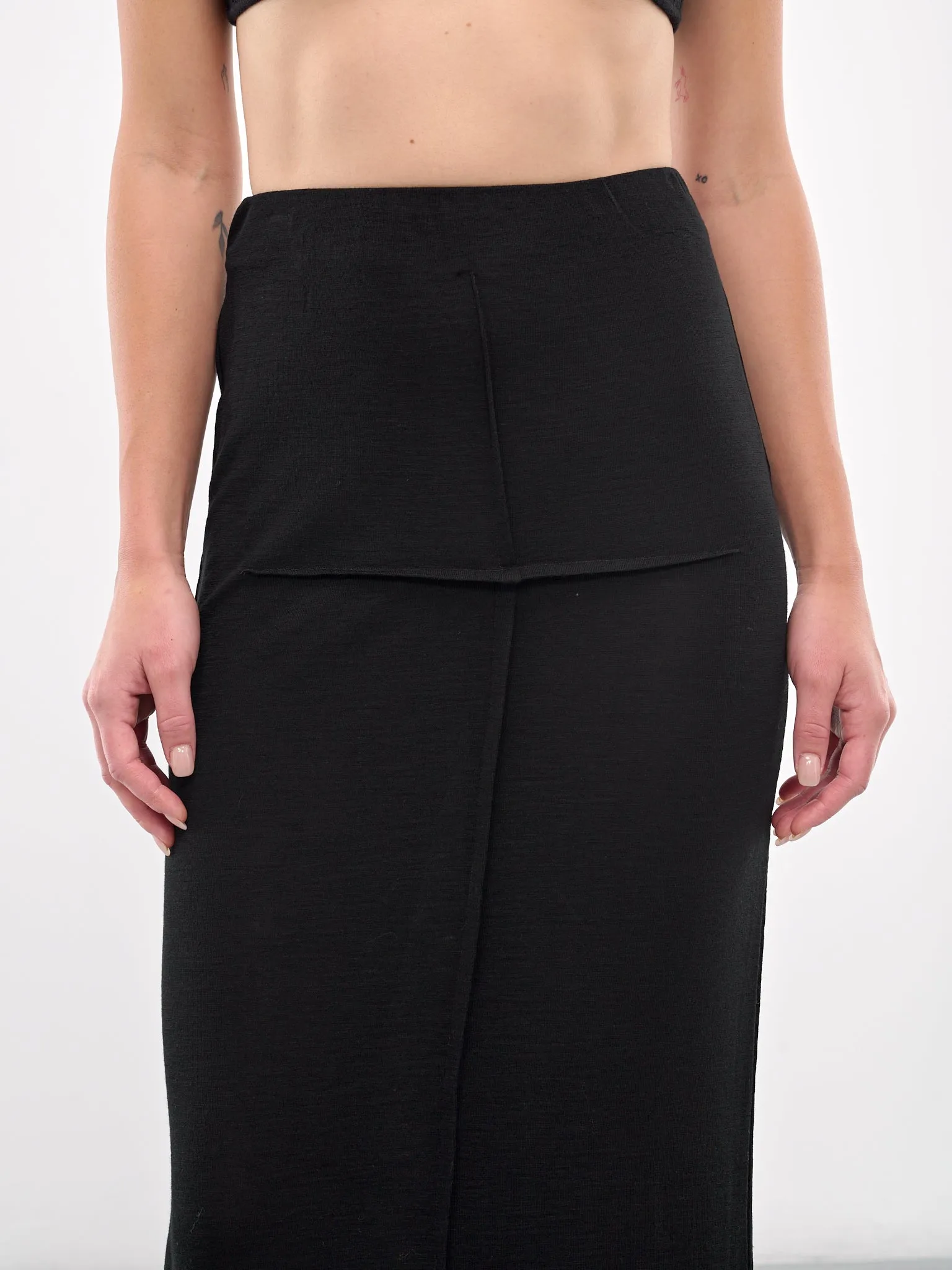 Cross Detailed Maxi Skirt (SK-01BK-BLACK)