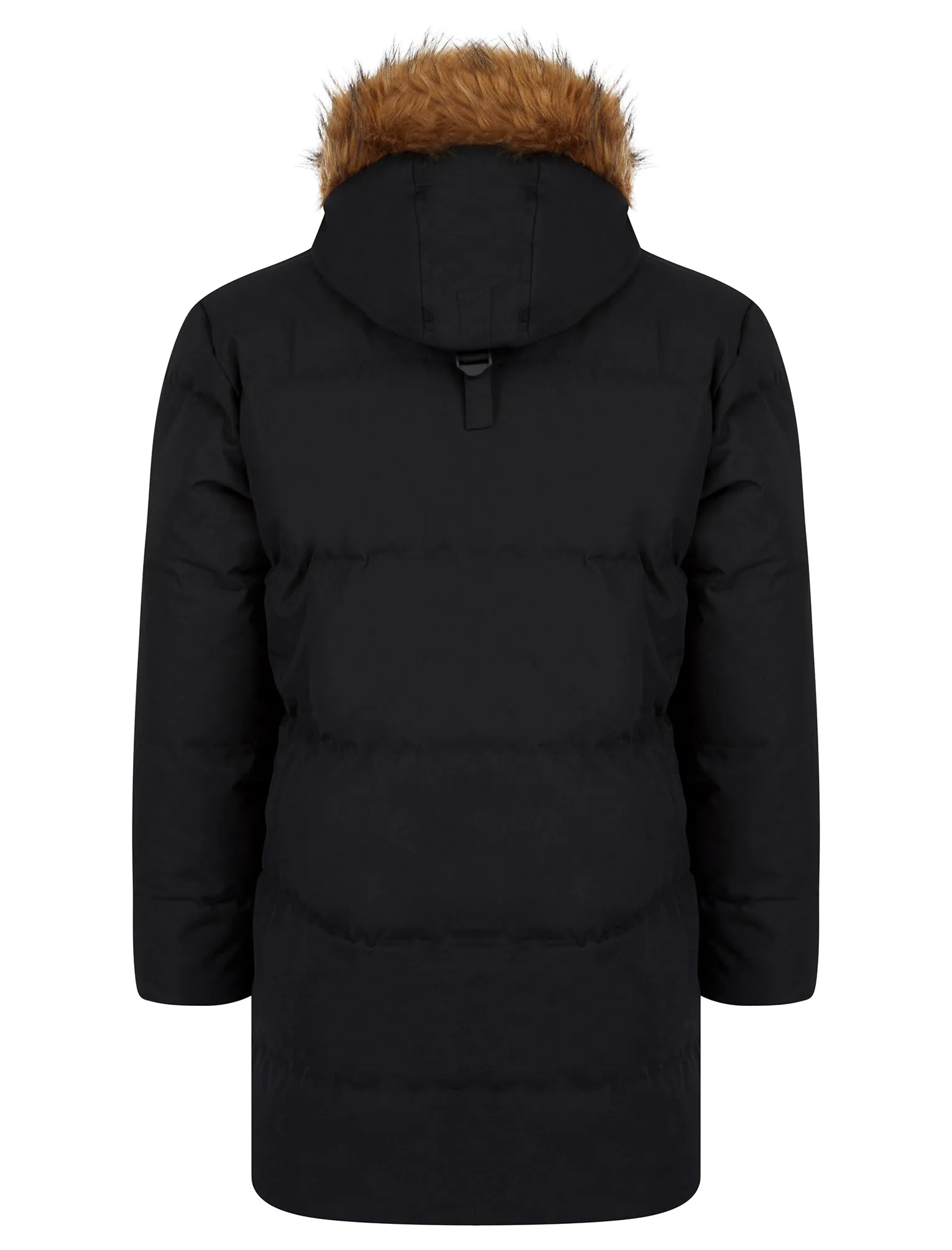 Darryl Padded Parka Coat with Faux Fur Trim Hood in Jet Black - Tokyo Laundry