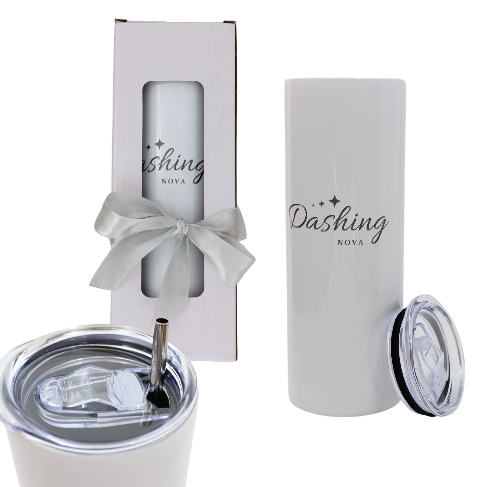 Dashing Nova™ 20oz Skinny Customize Name Tumbler Stainless Steel with Straw Cleaning Brush Gift Box