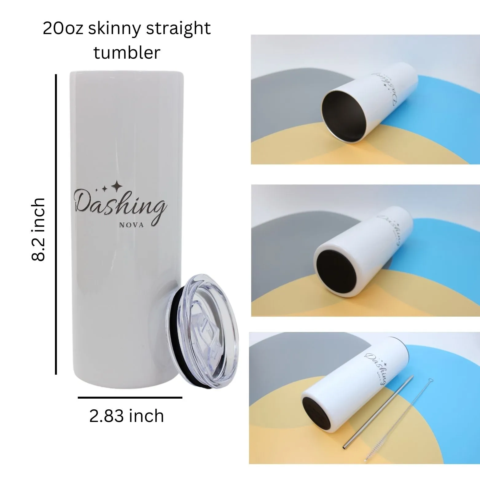 Dashing Nova™ 20oz Skinny Customize Name Tumbler Stainless Steel with Straw Cleaning Brush Gift Box