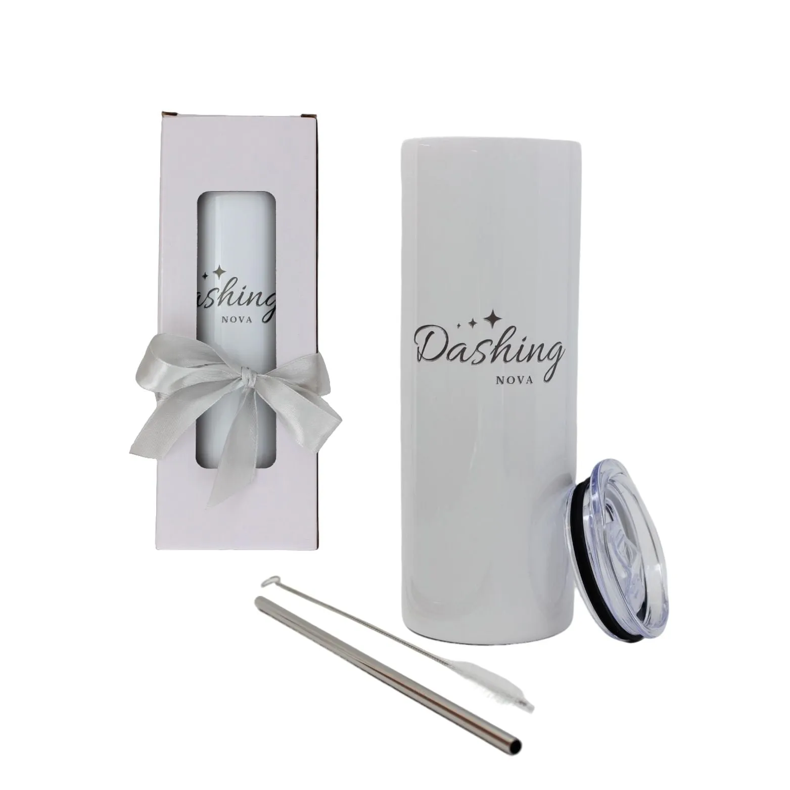 Dashing Nova™ 20oz Skinny Customize Name Tumbler Stainless Steel with Straw Cleaning Brush Gift Box