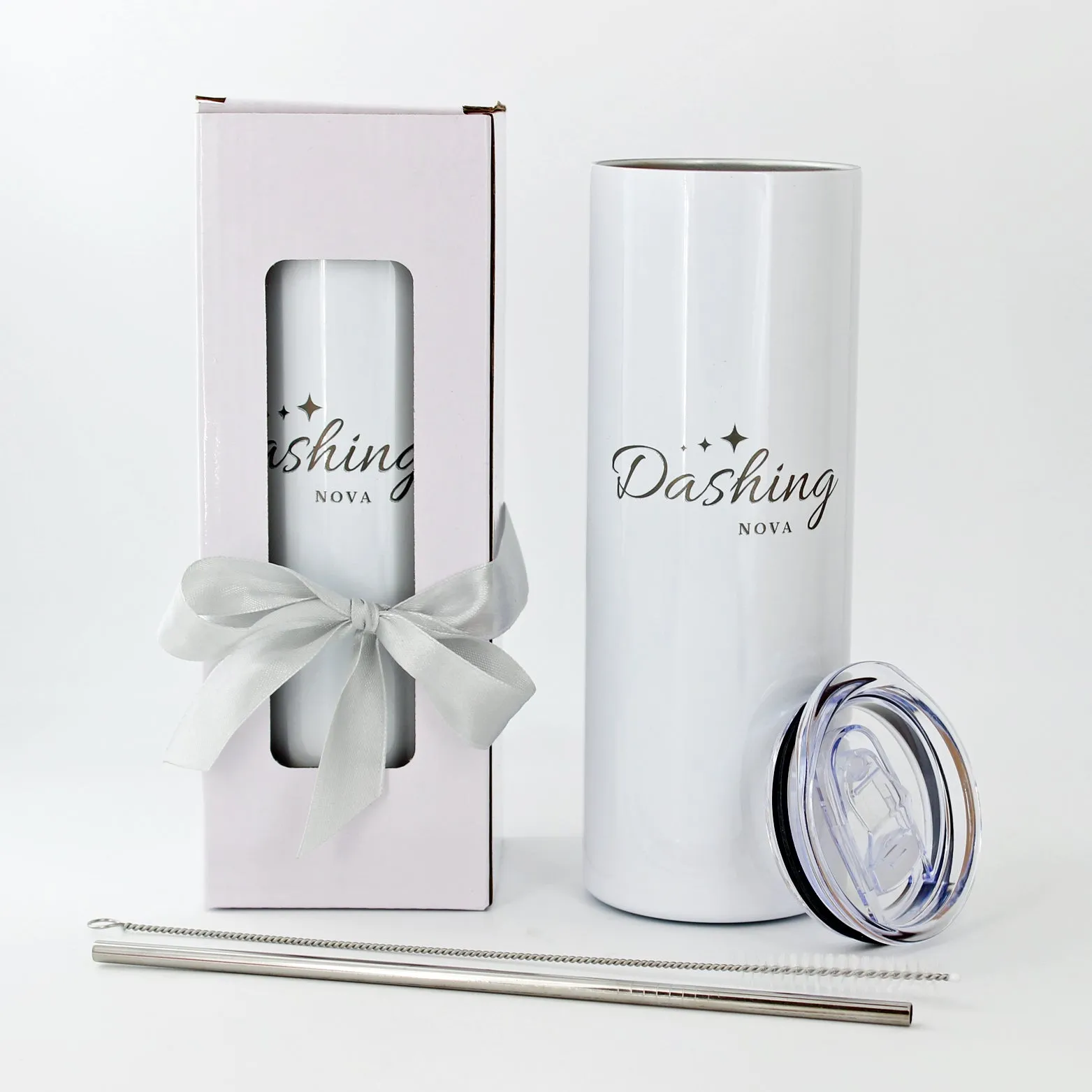 Dashing Nova™ 20oz Skinny Customize Name Tumbler Stainless Steel with Straw Cleaning Brush Gift Box