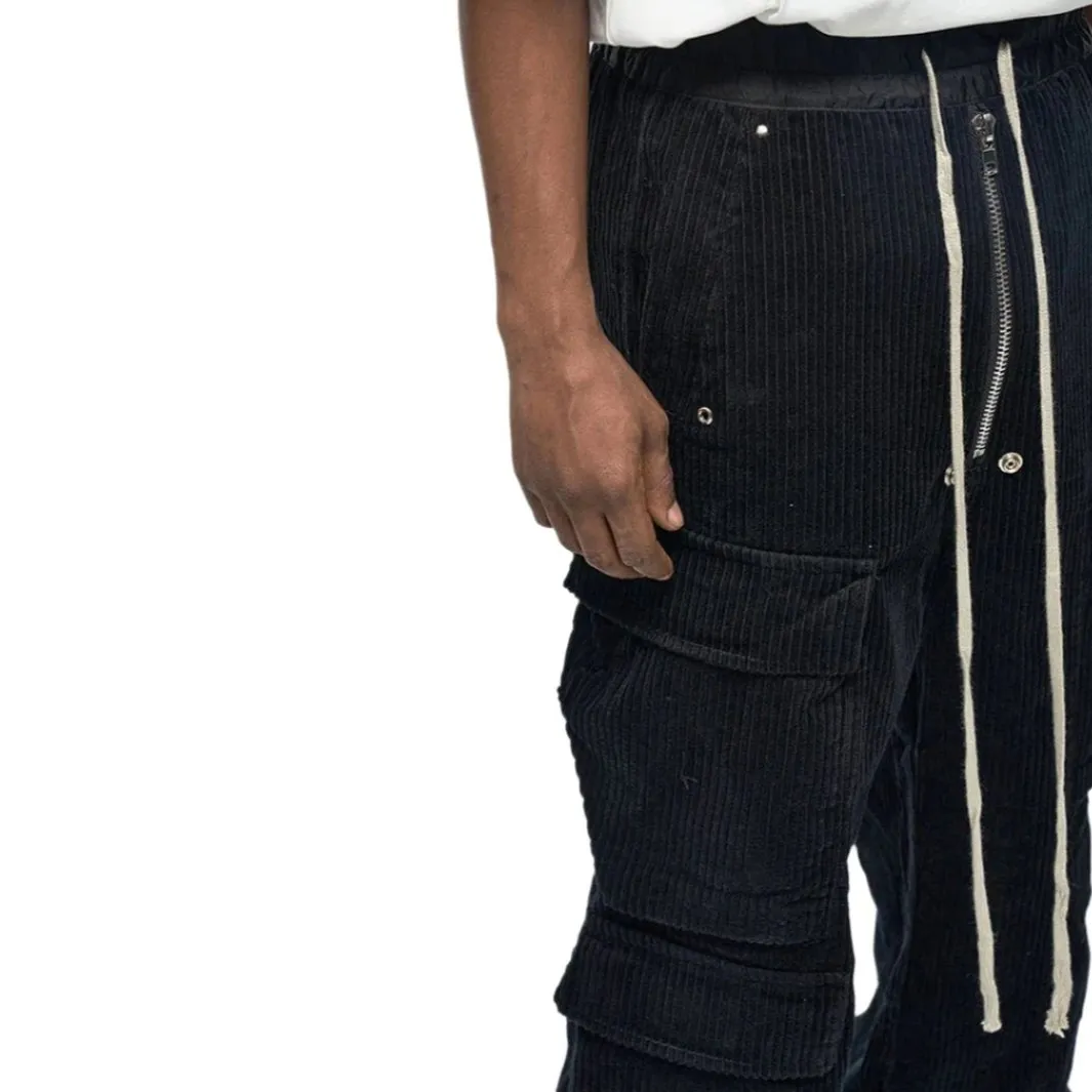 Deep Black Corduroy Cargo Pant