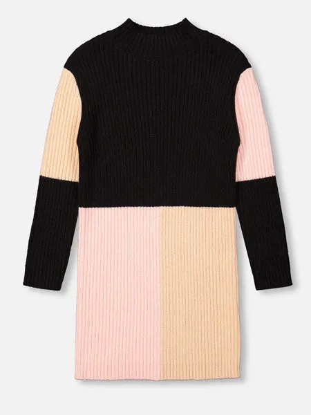 Deux par Deux Color Block Knitted Sweater Dress Girls 5-14